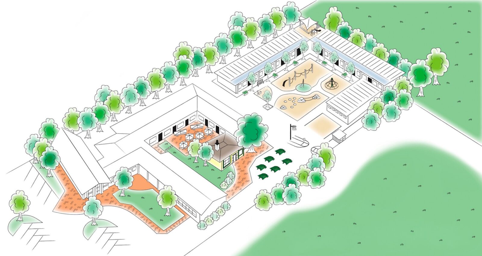 Illustrated map of the Keys School Lower School campus