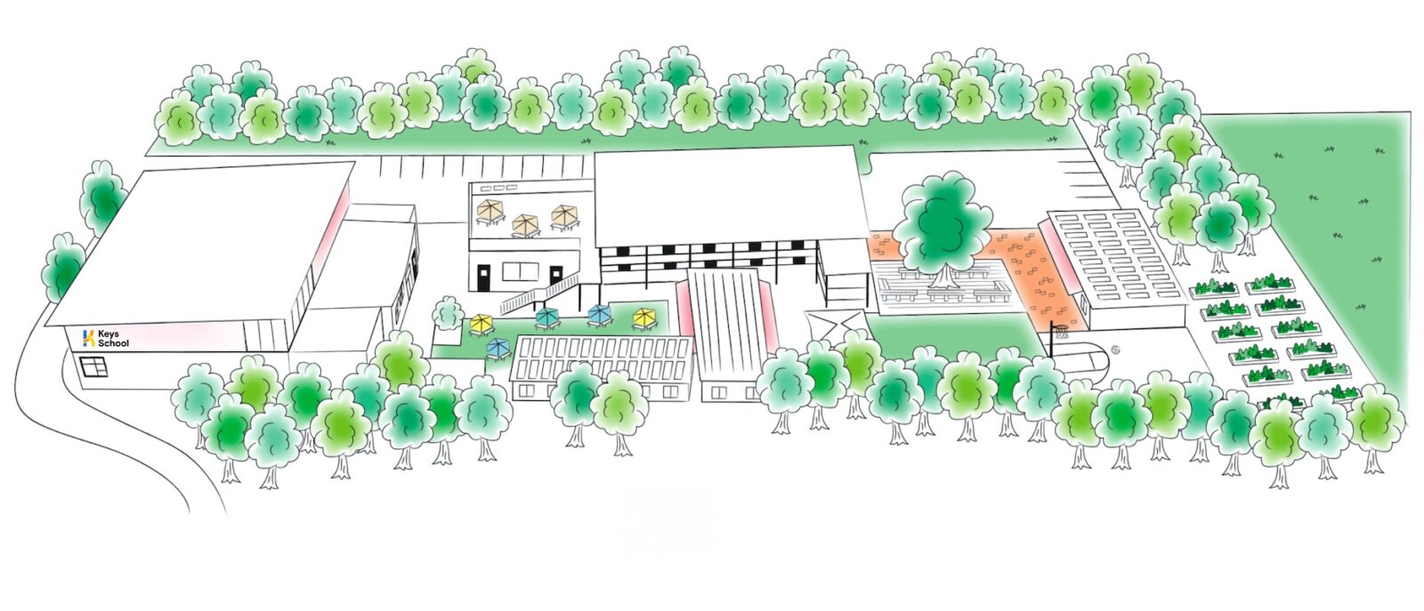 Illustrated map of the Keys School Middle School campus